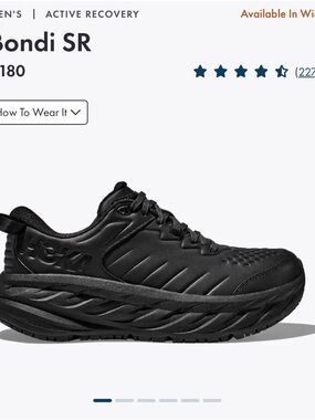 Hoka Men's Bondi SR Slip-Resistant Black Sneaker Size 7